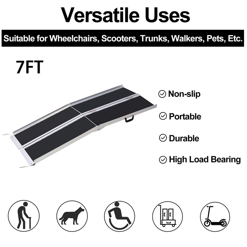 iYofe Wheelchair Ramp, Threshold Ramp, SlipResistant Surface, Portable